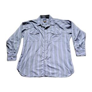 Vtg Rock Canyon Western Men’s Pearl Snap Shirt Sz 17x34 Striped Cowboy